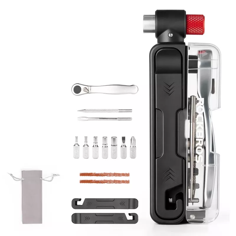 ROCKBROS fiets gereedschapsset multitool met CO2-inflator en ratel - zwart