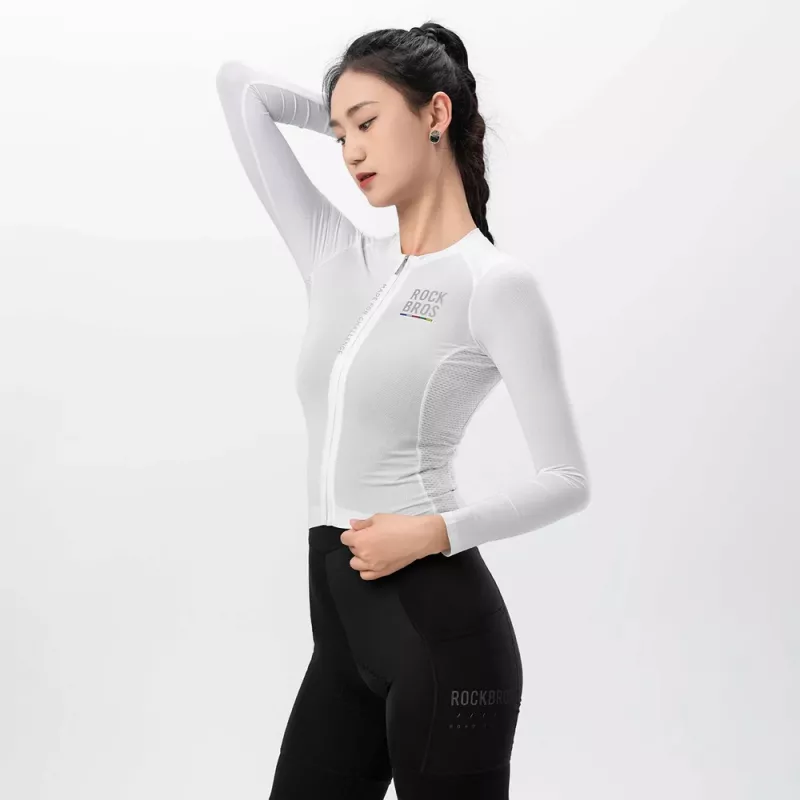 ROCKBROS ROAD TO SKY dames lange mouwen fietsshirt wit maat S