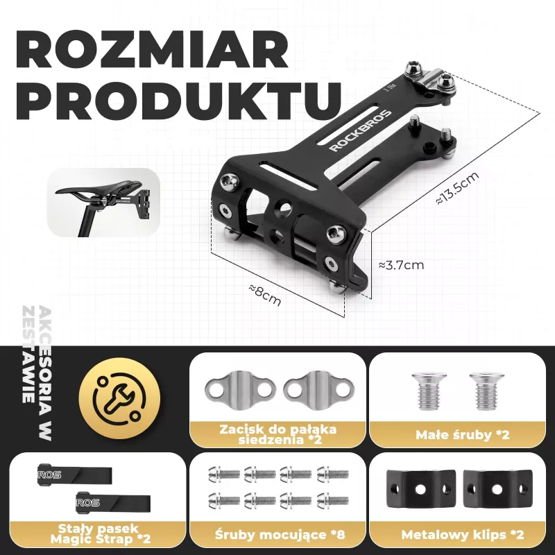 ROCKBROS flessenhouder-adapter onder het zadel - aluminium, zwart