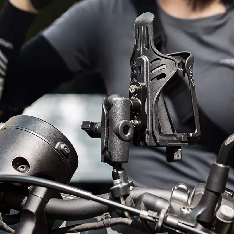 ROCKBROS 2-3D verstelbare flessenhouder voor fiets en motor - zwart