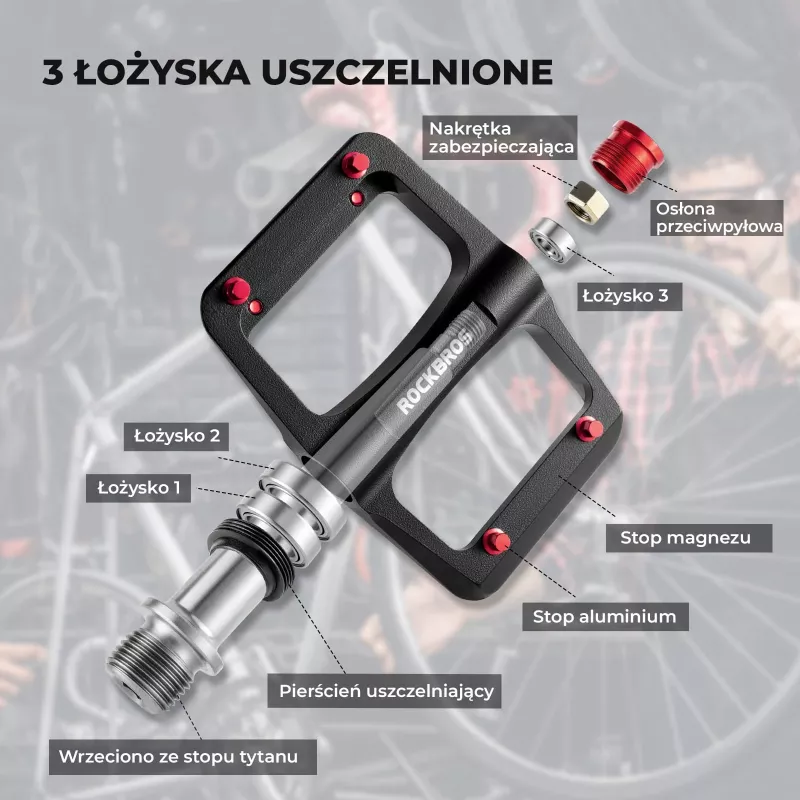 ROCKBROS BP2603 platformpedalen met titanium as en magnesium body - zwart