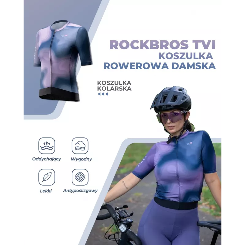 Rockbros dames TVI fietsshirt korte mouw navy blauw maat L