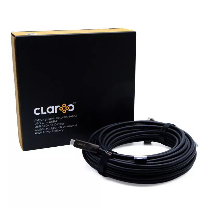 Claroc actieve optische USB-C kabel 12m 4K@60Hz 60W PD 10Gbps zwart