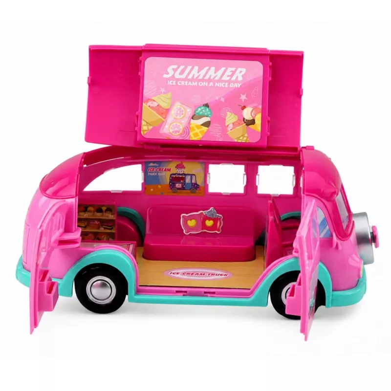 LEAN TOYS ijscoman speelset voor poppen, opvouwbaar, roze, 33 delen