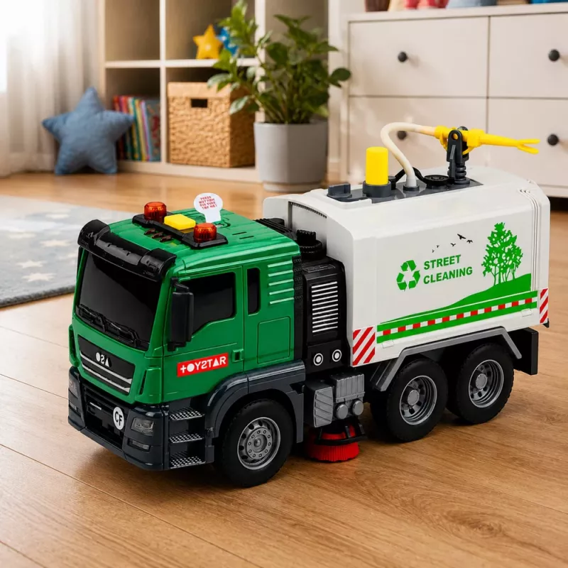 LEAN TOYS veegmachine met waterfunctie, lichten en geluiden 1:14