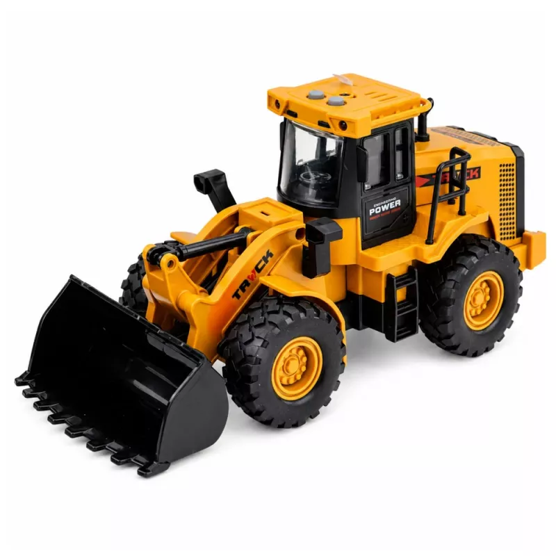 LEAN TOYS bouwvoertuig graafmachine met beweegbare bak, lichten en geluiden, geel 1:43