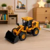 LEAN TOYS bouwvoertuig graafmachine met beweegbare bak, lichten en geluiden, geel 1:43