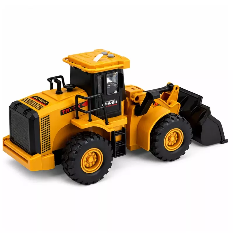 LEAN TOYS bouwvoertuig graafmachine met beweegbare bak, lichten en geluiden, geel 1:43