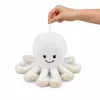 LEAN TOYS pluche octopus knuffel met elastische tentakels, wit, 30 cm