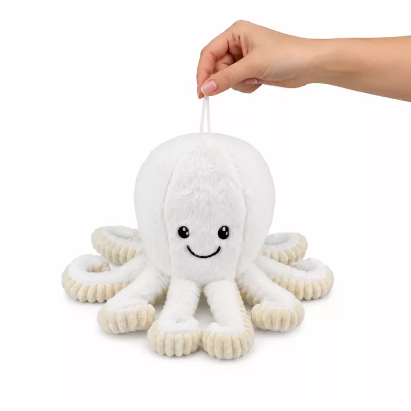 LEAN TOYS pluche octopus knuffel met elastische tentakels, wit, 30 cm