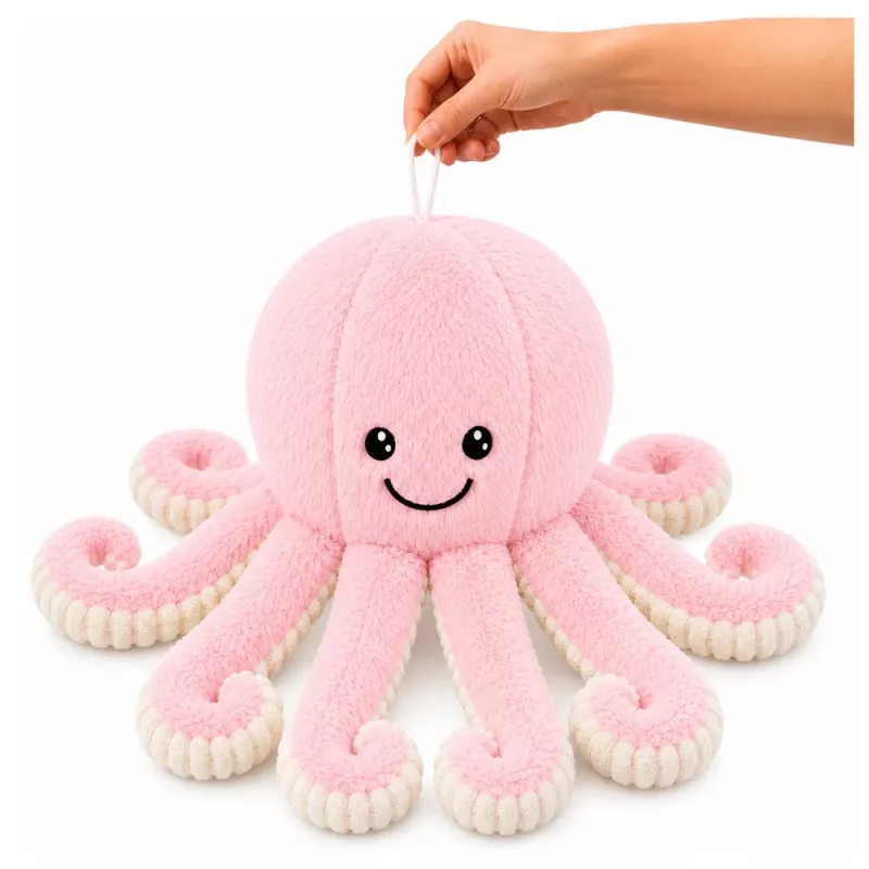 LEAN TOYS pluche octopus knuffel met elastische tentakels roze 50 cm
