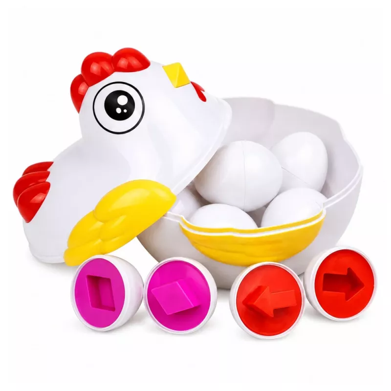LEAN TOYS educatief speelgoed hen 12 eieren sorteerder vormen en kleuren leren set