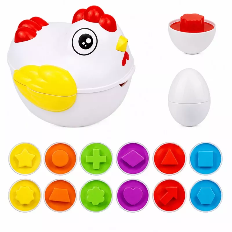 LEAN TOYS educatief speelgoed hen 12 eieren sorteerder vormen en kleuren leren set