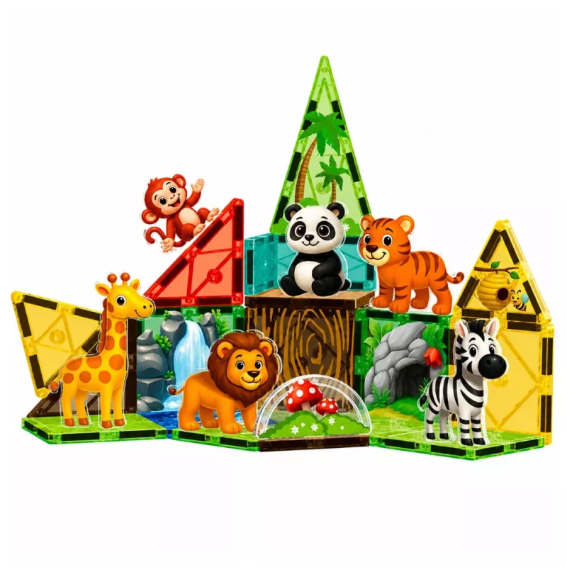 LEAN TOYS magnetische bouwstenen wilde dieren jungle ZOO 27 delen