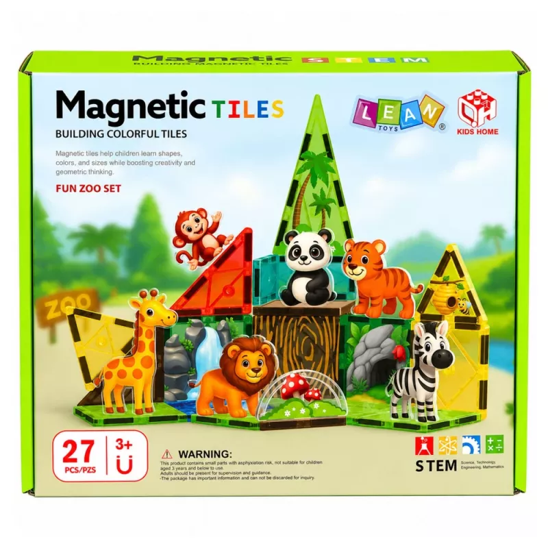 LEAN TOYS magnetische bouwstenen wilde dieren jungle ZOO 27 delen