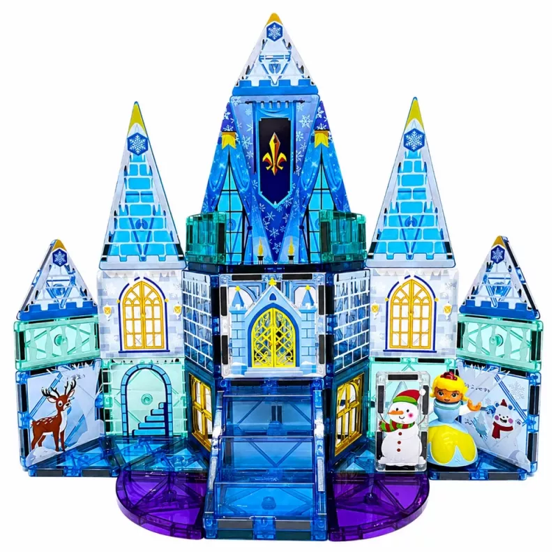 LEAN TOYS magnetische bouwstenen ijsprinses kasteel blauw 47 delen