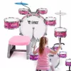 SUPRIMO K-DRUMS 3 roze kinderdrumstel met krukje en stokken