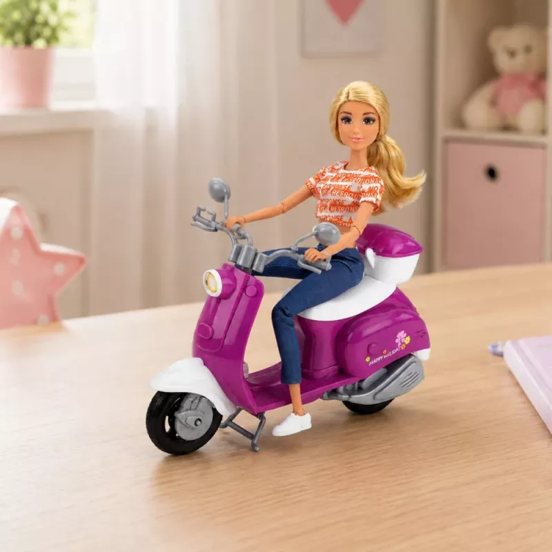 LEAN TOYS Anlily reis-pop op step met bril, telefoonhouder en accessoires
