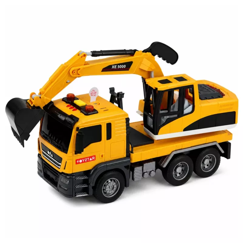 LEAN TOYS 1:14 RC graafmachine met beweegbare bak, lichten en geluid – geel