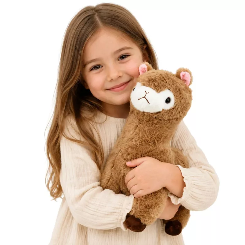 LEAN TOYS pluche alpaca-lama knuffel met zachte vacht beige 38 cm