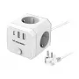 Wozinsky WKZ-3B 4-voudige Power Cube met 2 USB-A en 1 USB-C, 4000 W, 1,8 m kabel, wit