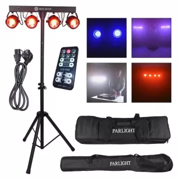 LIGHT4ME LED BAR COB PAR 4x30W RGB LED PAR-spots met statief en beschermhoes
