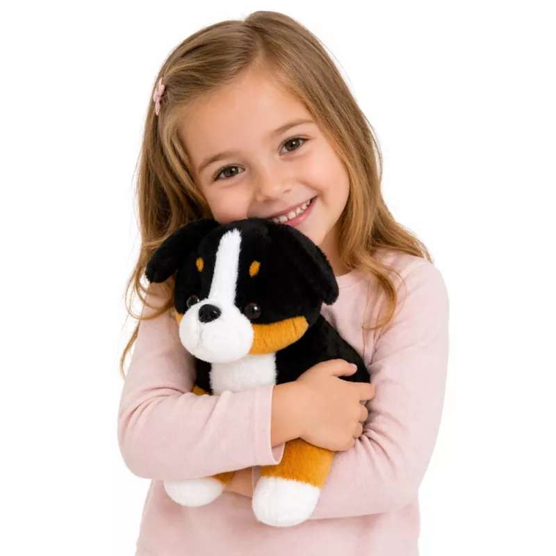 LEAN TOYS Pluchen speelgoed zachte hond om te knuffelen Berner Sennenhond 30x30 cm