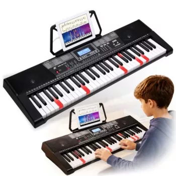 MK 2115 educatief draagbaar keyboard 37 toetsen e-piano met 8 klankkleuren, 8 ritmes, 4 demosongs, microfooningang, zwart