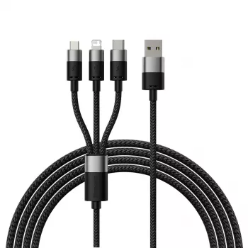 Baseus StarSpeed USB 3-in-1 multilaadkabel USB-C + Micro USB + Lightning 3.5A 1,2m zwart