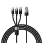 Baseus StarSpeed USB 3-in-1 multilaadkabel USB-C + Micro USB + Lightning 3.5A 1,2m zwart