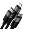 Baseus StarSpeed USB 3-in-1 multilaadkabel USB-C + Micro USB + Lightning 3.5A 1,2m zwart