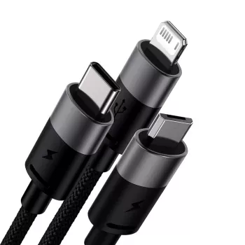 Baseus StarSpeed USB 3-in-1 multilaadkabel USB-C + Micro USB + Lightning 3.5A 1,2m zwart