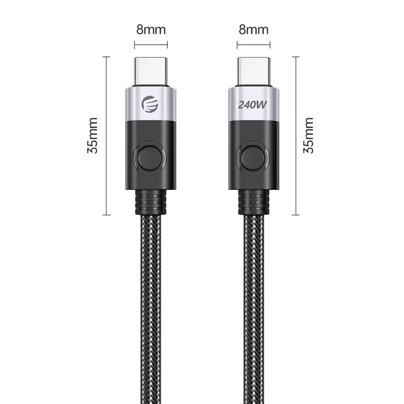 ORICO CC240 USB4 USB-C naar USB-C kabel 240W PD 40Gbps 8K 60Hz 0,5m zwart