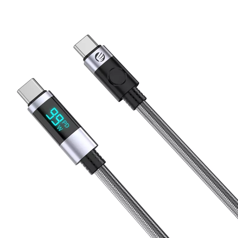 ORICO LDC2C USB-C naar USB-C PD 100W kabel met LED-vermogensmeter, 480 Mbps, 3 m, zwart