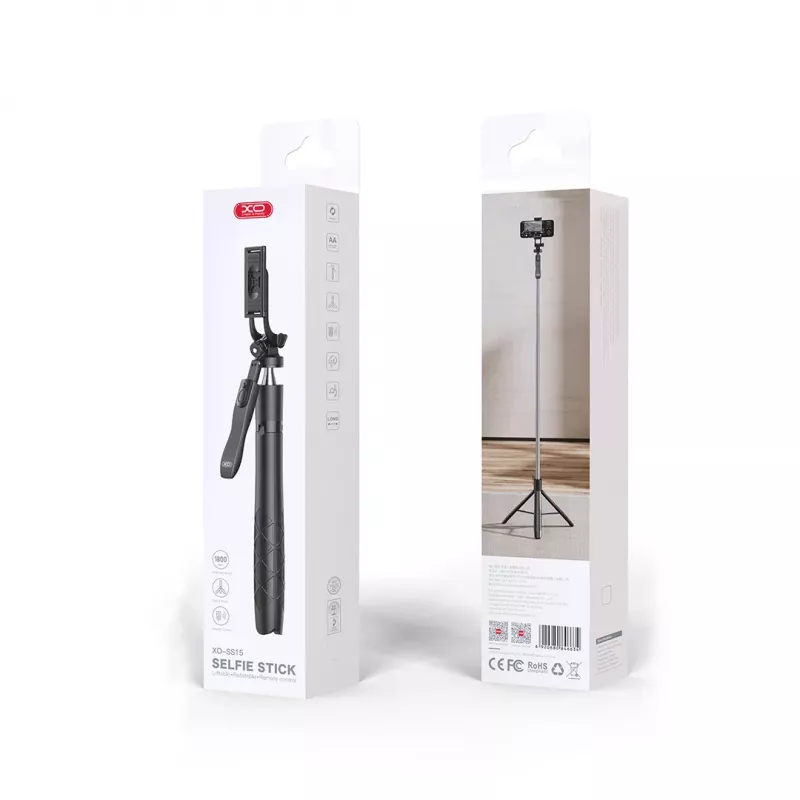 XO SS15 Bluetooth-selfiestick-statief, 180 cm, Zwart