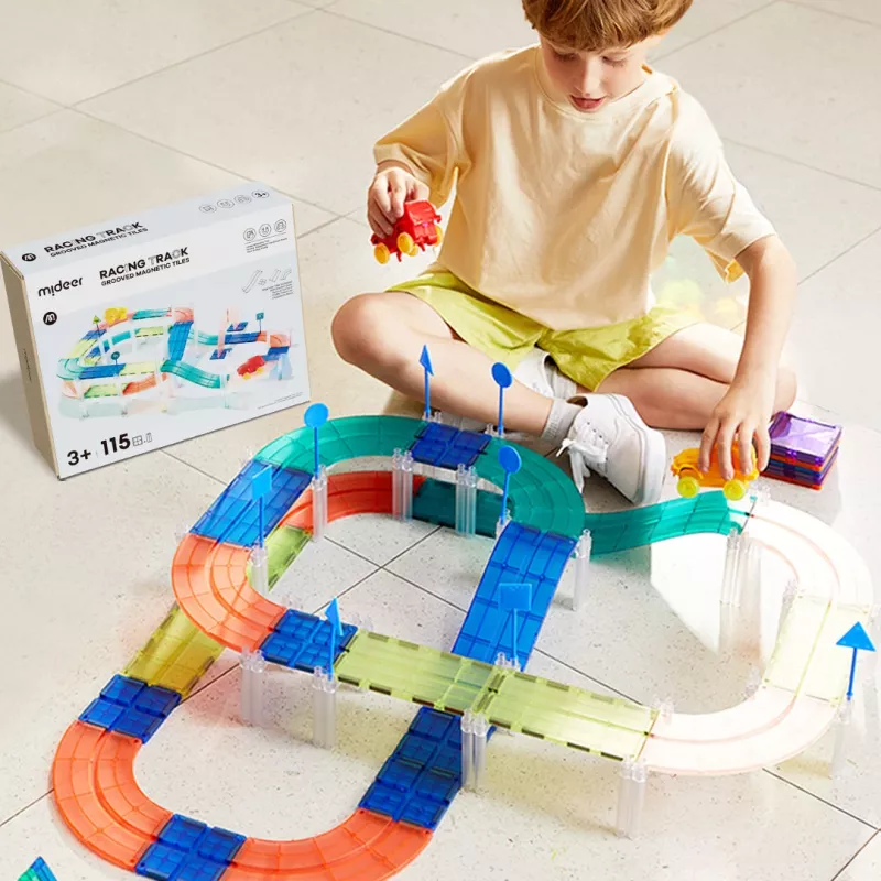 Mideer MD6395 magnetische racebaan met 2 auto's, 115 delen, 3+ jaar