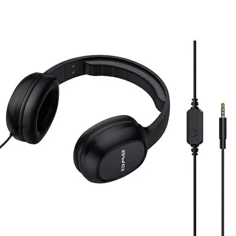AWEI GM-6 over-ear gaming-headset met microfoon, bedraad 3,5-mm jack, 40-mm drivers, zwart
