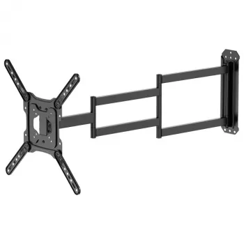 Brateck LPA84-445XL full-motion tv-/monitorwandbeugel voor 37-80 inch schermen, 50kg capaciteit, VESA tot 600x400, dubbele zwenkarm, mat zwart