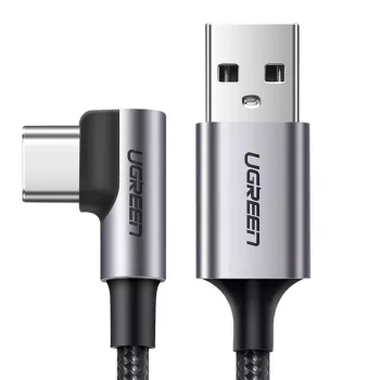UGREEN US284 USB-A naar USB-C haakse kabel, 3A, 3m, zwart