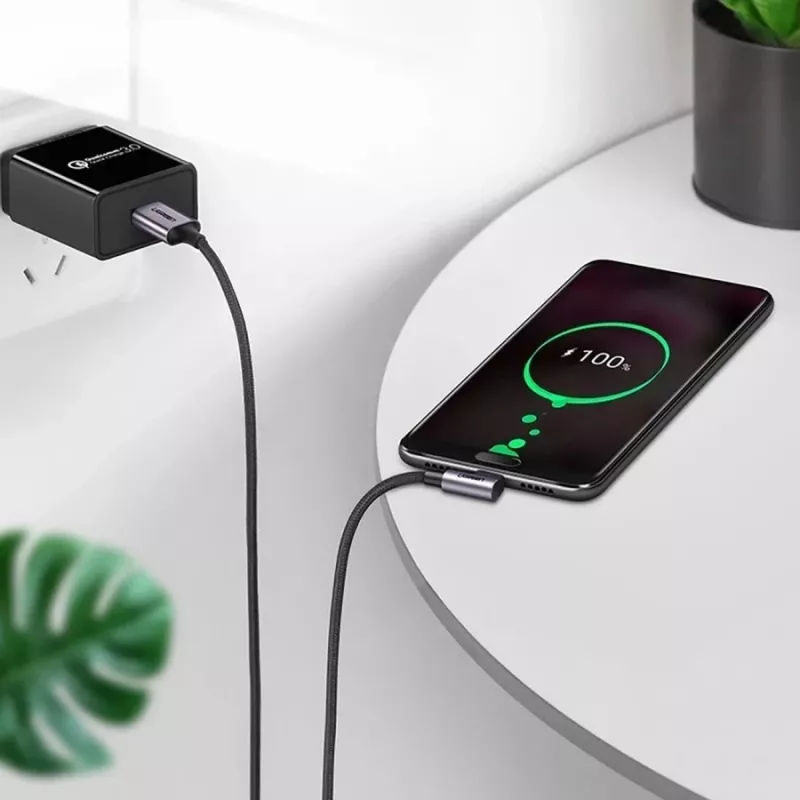 UGREEN US284 USB-A naar USB-C haakse kabel, 3A, 3m, zwart