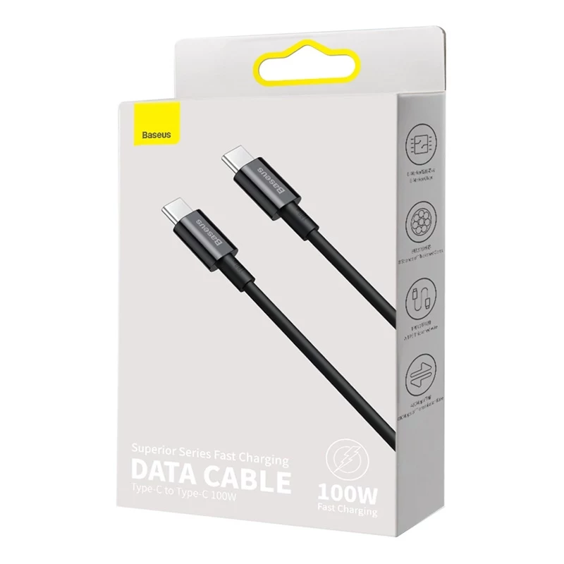 Baseus CATYS-C01 USB-C naar USB-C 100W PD snellaadkabel 2m zwart