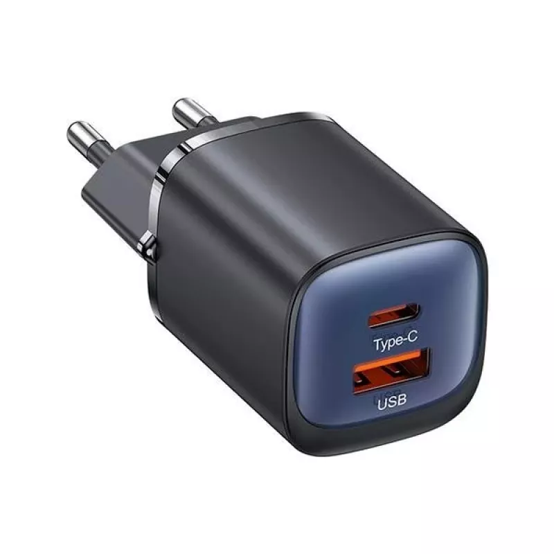 USAMS CC254 30W GaN USB-C/USB-A snellaadvoeding HC Series zwart