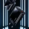 USAMS 20W dual-port USB-C PD3.0 + USB-A QC3.0 wandlader (EU-stekker, zwart)
