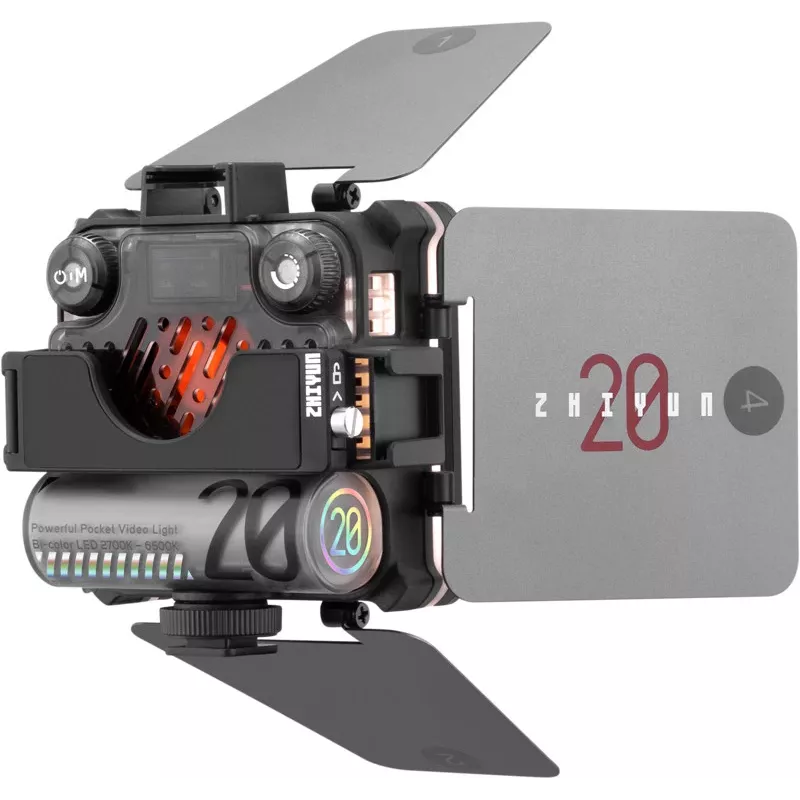 Zhiyun M20 Combo 20W bi-color LED-videolichtset met RGB, ministatief, diffuser, grid, barndoors