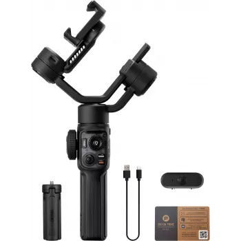 Zhiyun C030124ABR1 smartphone-gimbalstabilisator 3-assig met ingebouwd invullicht, Bluetooth 5.0, 2600mAh accu, tot 25 uur gebruik, ondersteunt 50-90mm smartphones, zwart
