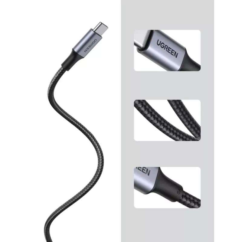 UGREEN USB-C naar USB-C kabel 100W 5A zwart 1,5m