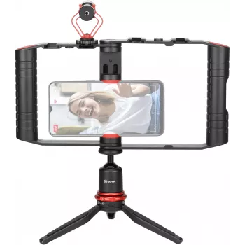BOYA BY-VG380 smartphone-videokit met BY-MM1 Pro microfoon, LED-licht en statief voor vloggen, livestreaming en mobiel filmen
