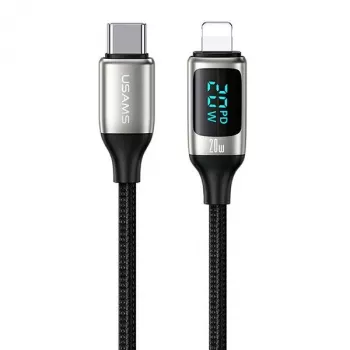 USAMS U78 gevlochten USB-C naar Lightning-kabel met LED-indicator 1,2m 20W PD snelladen wit SJ545USB02