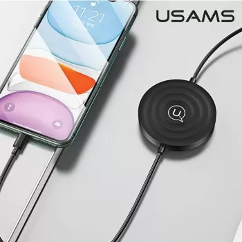 USAMS US-CC096 10W Qi draadloze oplader met Lightning-kabel - zwart