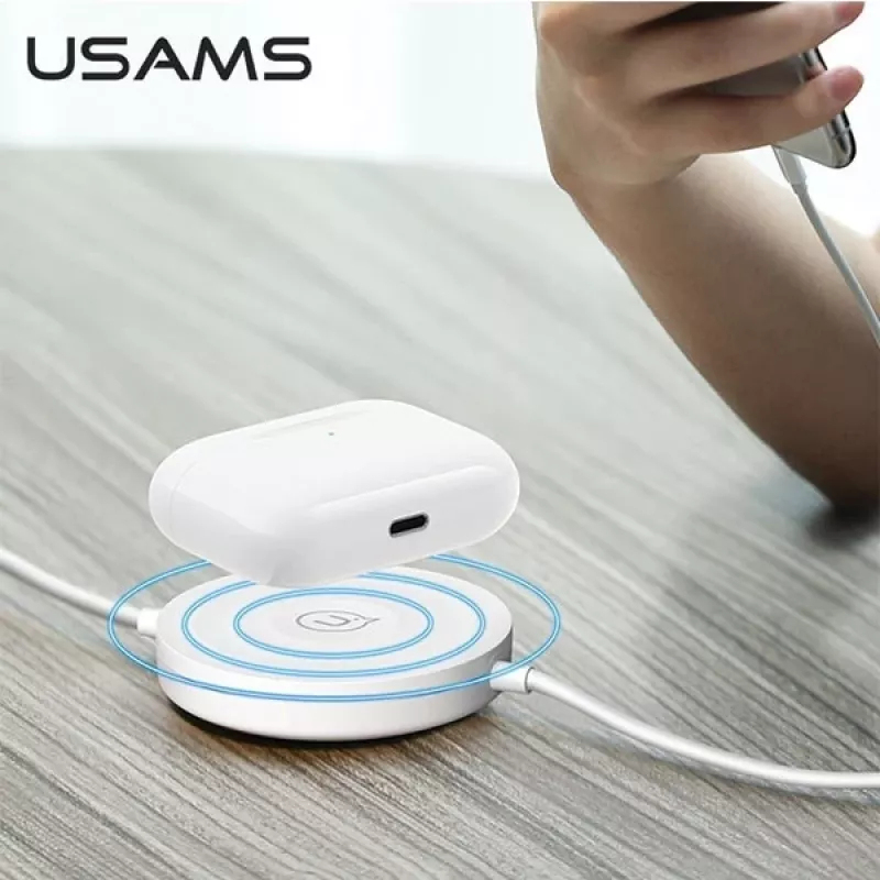 USAMS US-CC096 10W Qi draadloze oplader met Lightning-kabel - zwart